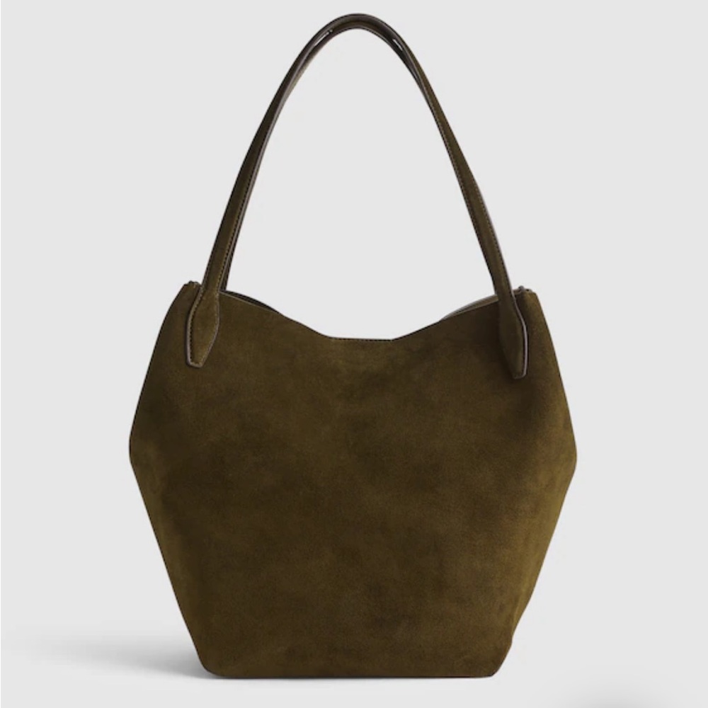 Madewell Suede Shopper Tote Bag in Dried Olive